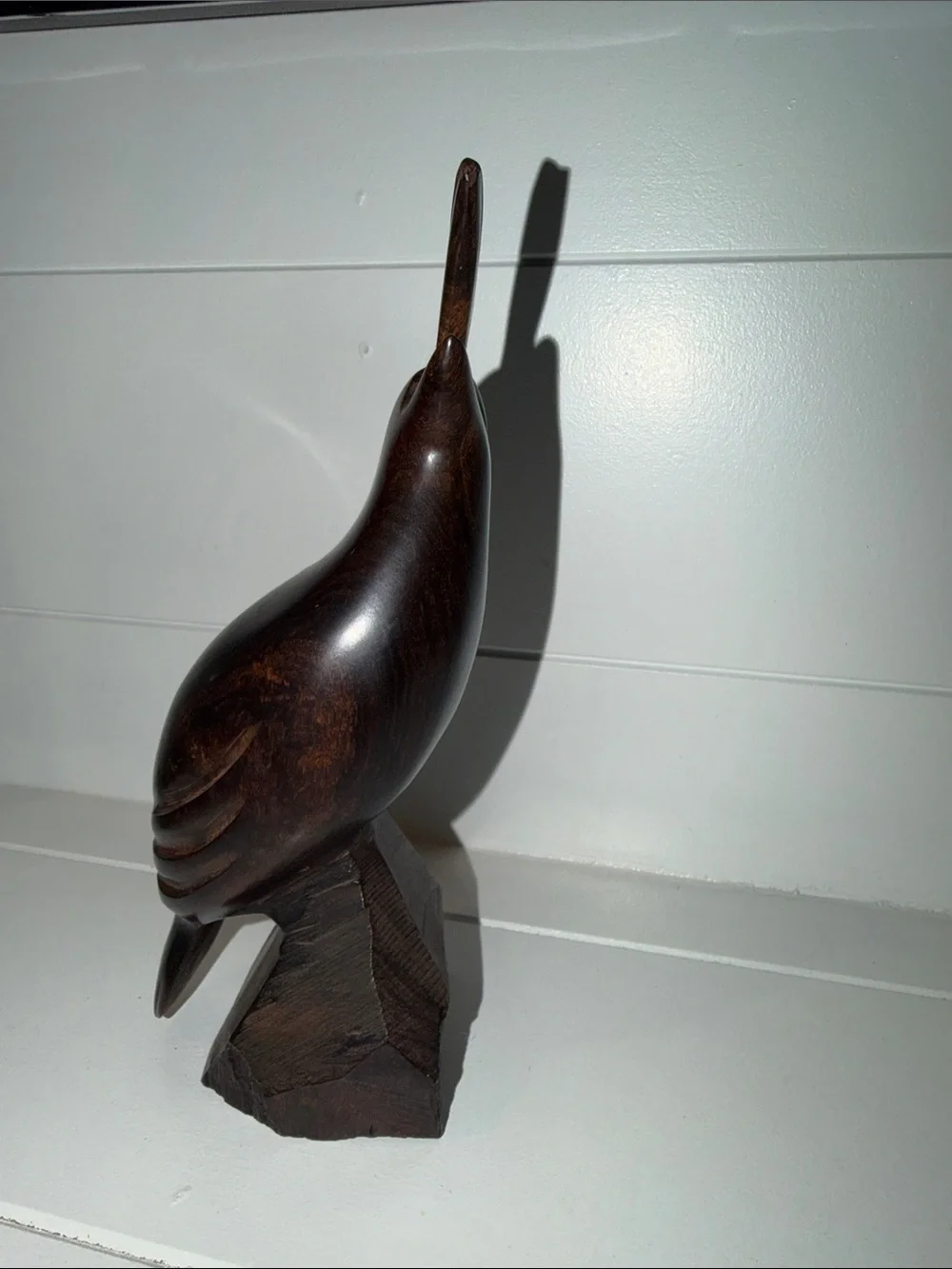 Wooden Bird Sculpture in Dark Brown